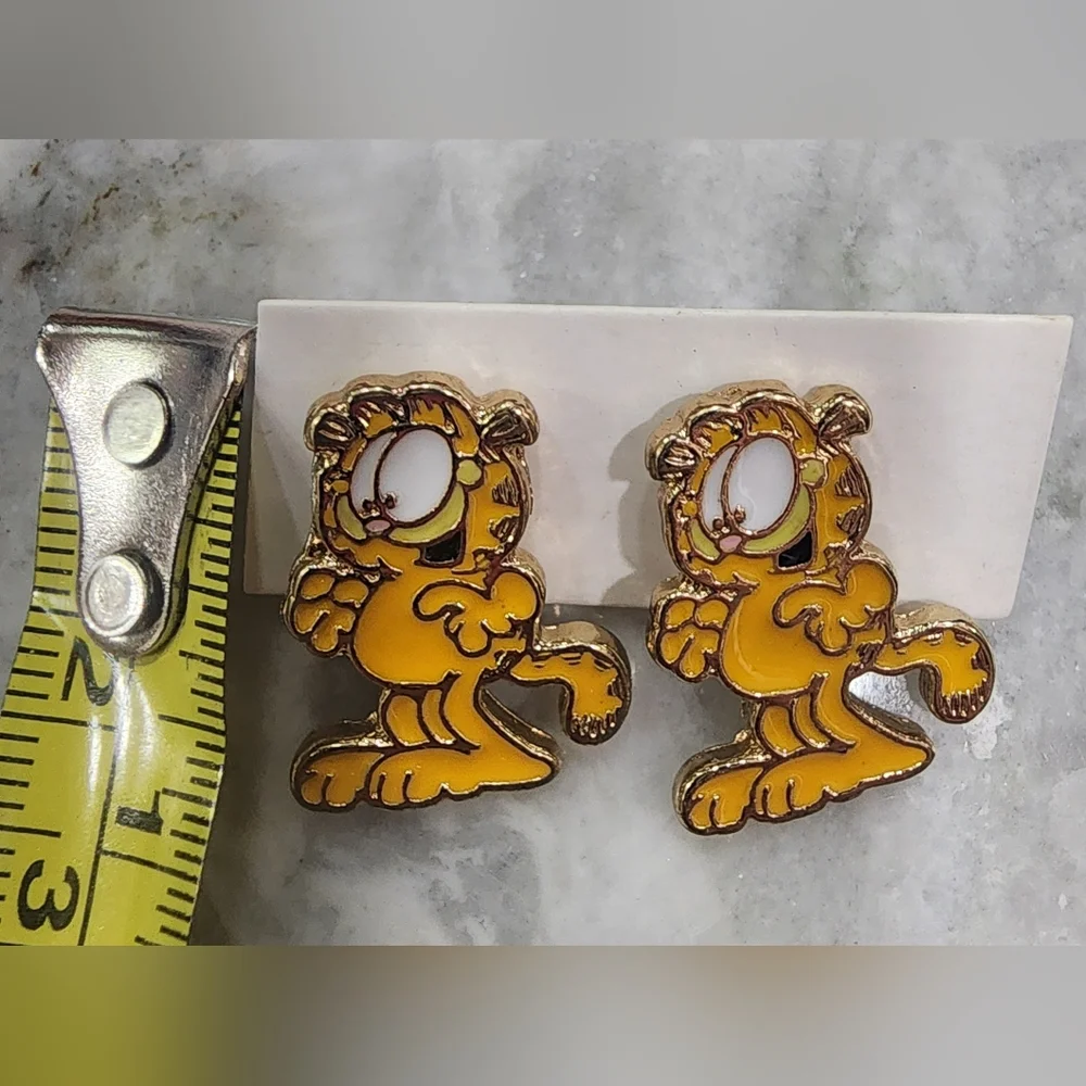 Garfield Cat Silver Earrings NWT